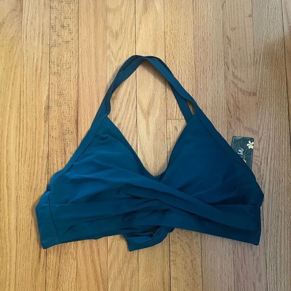 Blooming Jelly Teal Halter Bikini Top